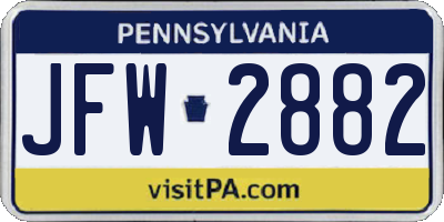 PA license plate JFW2882