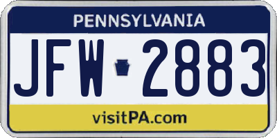 PA license plate JFW2883