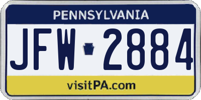 PA license plate JFW2884