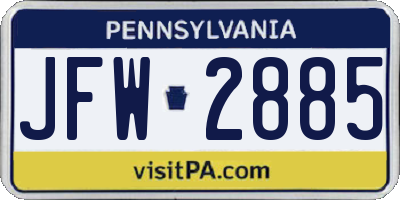 PA license plate JFW2885
