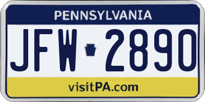 PA license plate JFW2890
