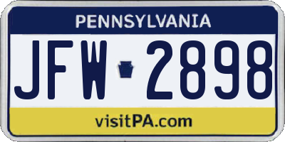 PA license plate JFW2898