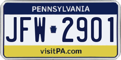 PA license plate JFW2901