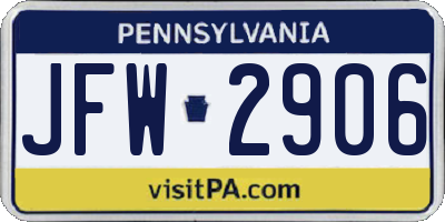 PA license plate JFW2906