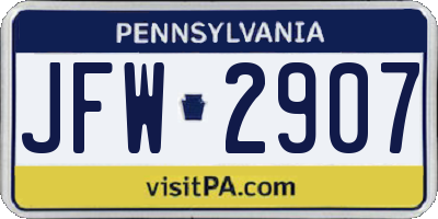 PA license plate JFW2907