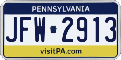 PA license plate JFW2913