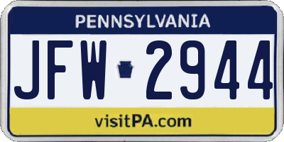 PA license plate JFW2944
