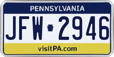 PA license plate JFW2946