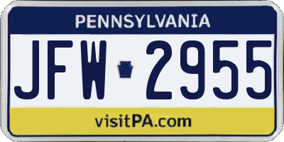 PA license plate JFW2955