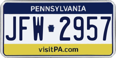 PA license plate JFW2957