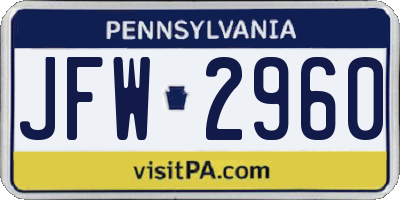 PA license plate JFW2960