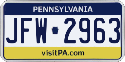PA license plate JFW2963