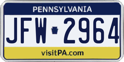 PA license plate JFW2964