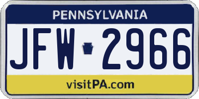 PA license plate JFW2966