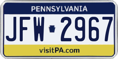 PA license plate JFW2967