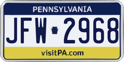 PA license plate JFW2968