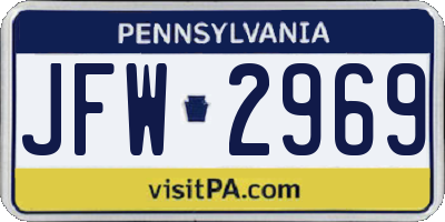 PA license plate JFW2969