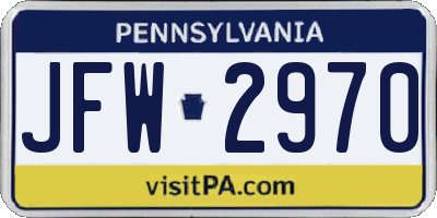 PA license plate JFW2970