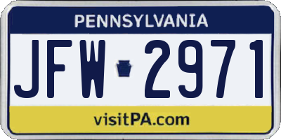 PA license plate JFW2971
