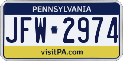 PA license plate JFW2974