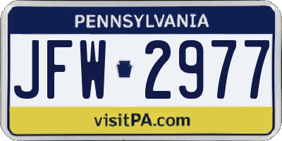 PA license plate JFW2977