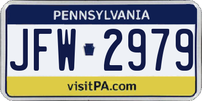 PA license plate JFW2979