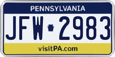 PA license plate JFW2983