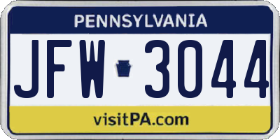 PA license plate JFW3044