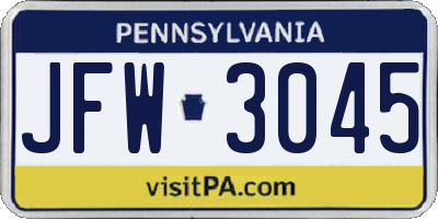 PA license plate JFW3045