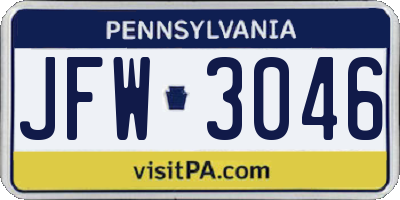 PA license plate JFW3046
