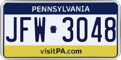 PA license plate JFW3048