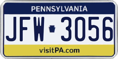 PA license plate JFW3056