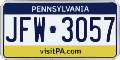 PA license plate JFW3057