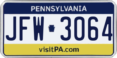 PA license plate JFW3064