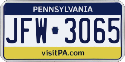 PA license plate JFW3065