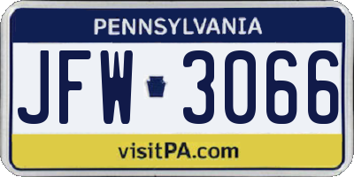 PA license plate JFW3066