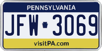 PA license plate JFW3069