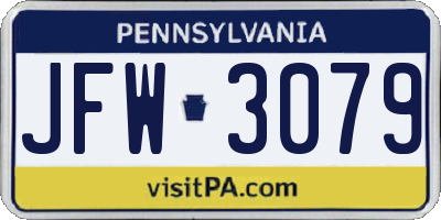 PA license plate JFW3079