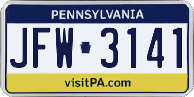 PA license plate JFW3141