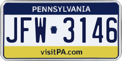 PA license plate JFW3146