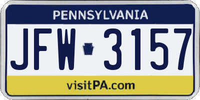 PA license plate JFW3157