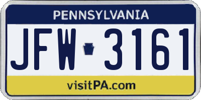 PA license plate JFW3161