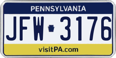 PA license plate JFW3176