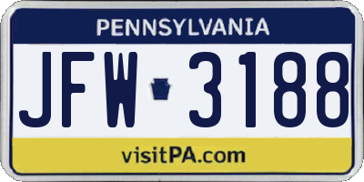 PA license plate JFW3188