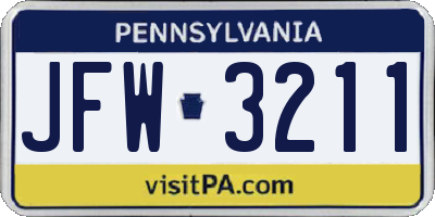 PA license plate JFW3211