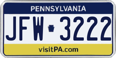 PA license plate JFW3222