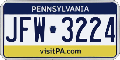 PA license plate JFW3224