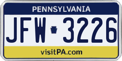 PA license plate JFW3226