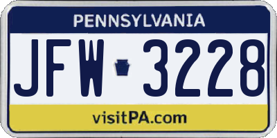 PA license plate JFW3228