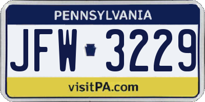 PA license plate JFW3229